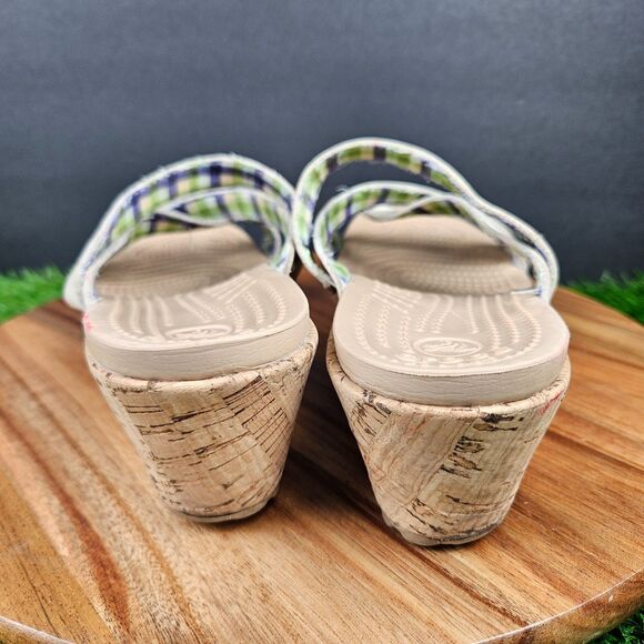 Crocs A Leigh Sandals Womens 10 Strappy Beige Slip On Casual Wedge Heels 11847 - Picture 5 of 13
